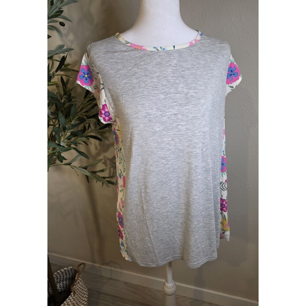 Matilda Jane Size Xs Mix Print Floral Knit Tunic Top CapSleeve T Boutique Casual